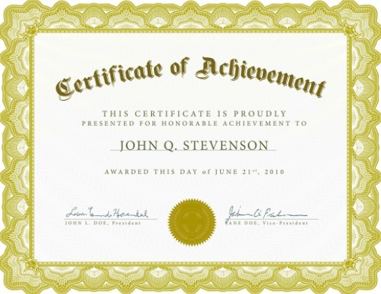 Vintage Certificate Of Achievement Design Vector 03