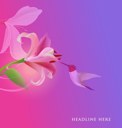 Vintage Orchid Card Background Vector 03