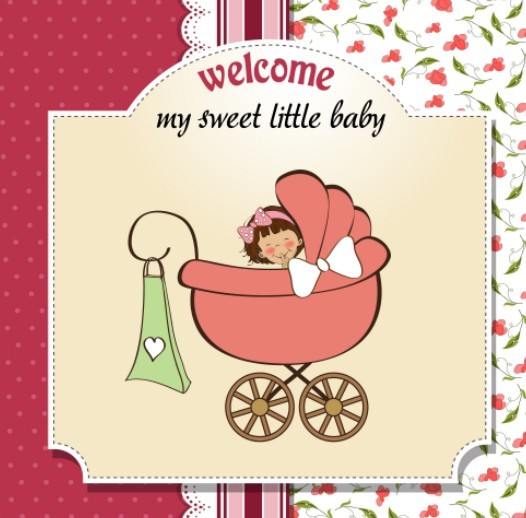 Elegant Cute Cartoon Baby Card Cover Vector 02