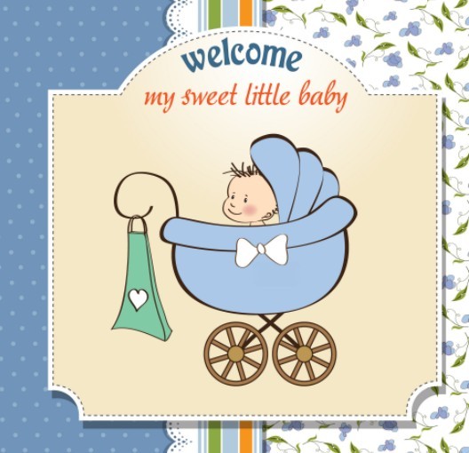 Elegant Cute Cartoon Baby Card Cover Vector 03