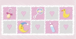 Pink Cartoon Stamp-Like Baby Supplies Vector
