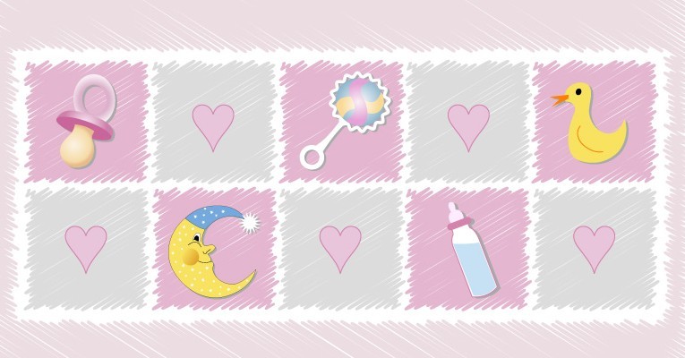 Pink Cartoon Stamp-Like Baby Supplies Vector