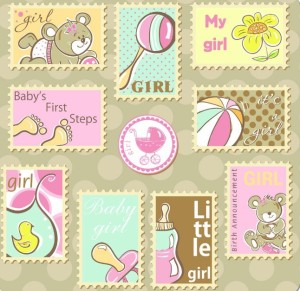 Set Of Cute Cartoon Stamps Vector