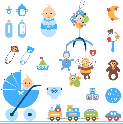Set Of Vector Baby Item Icons