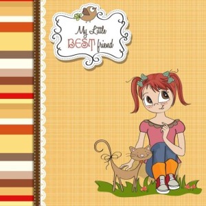 Sweet Little Girl Card Cover Design Vector 03
