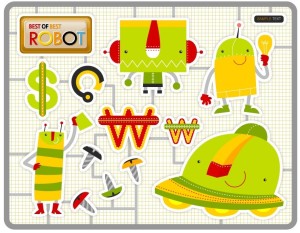 Creative Cartoon Robots Vector