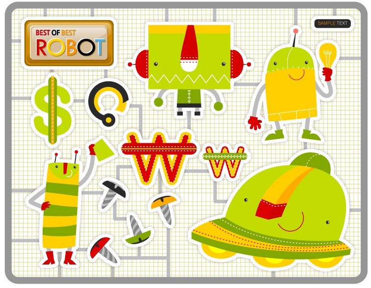 Creative Cartoon Robots Vector