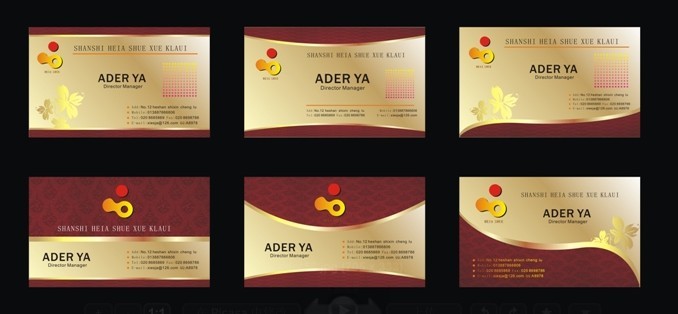 Set of Gorgeous Golden Business Card Design Templates Vector
