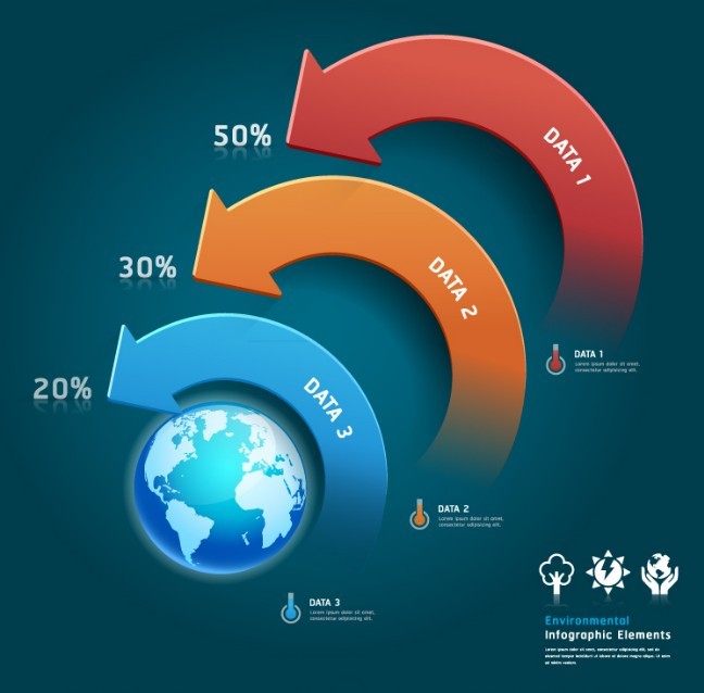 Colorful Curved Arrows For Infographic Vector