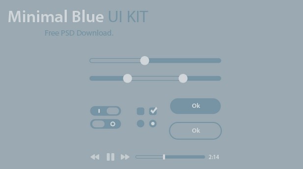 Minimal Flat Blue Web UI Kit PSD