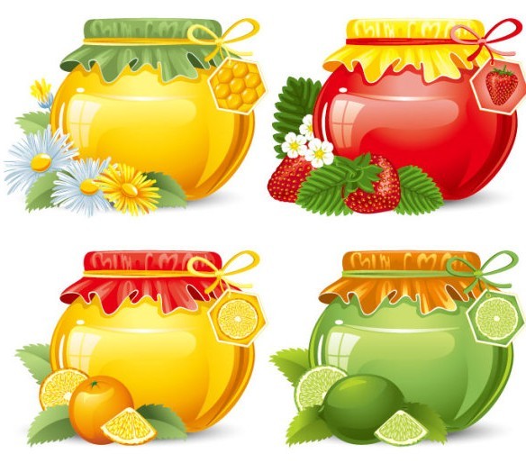 Set Of Vector Canned Fruit Icons 02