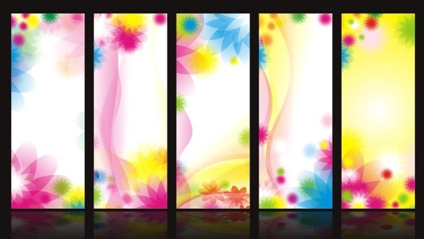 Set Of Vector Sweet Flowers Banner Design Templates
