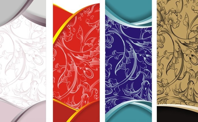 Set Of Vector Vintage Floral Banner Designs