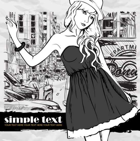 Vector Modern City Girl 03