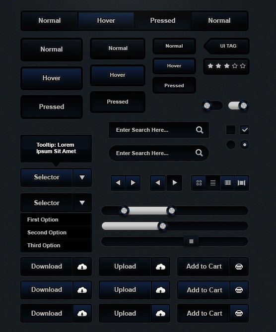 Moonlight Dark Blue Web UI Kit PSD