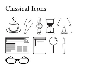 Simple Classical Outline Icons Vector