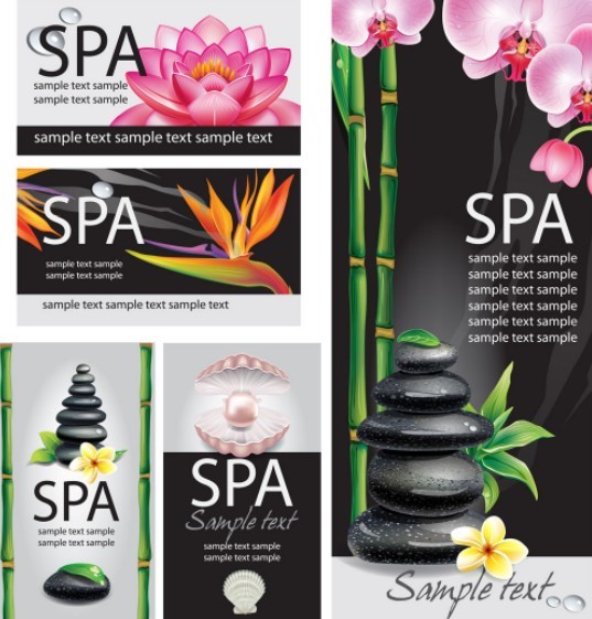 Natural Body Spa Business Card and Banner Designs Vector 02