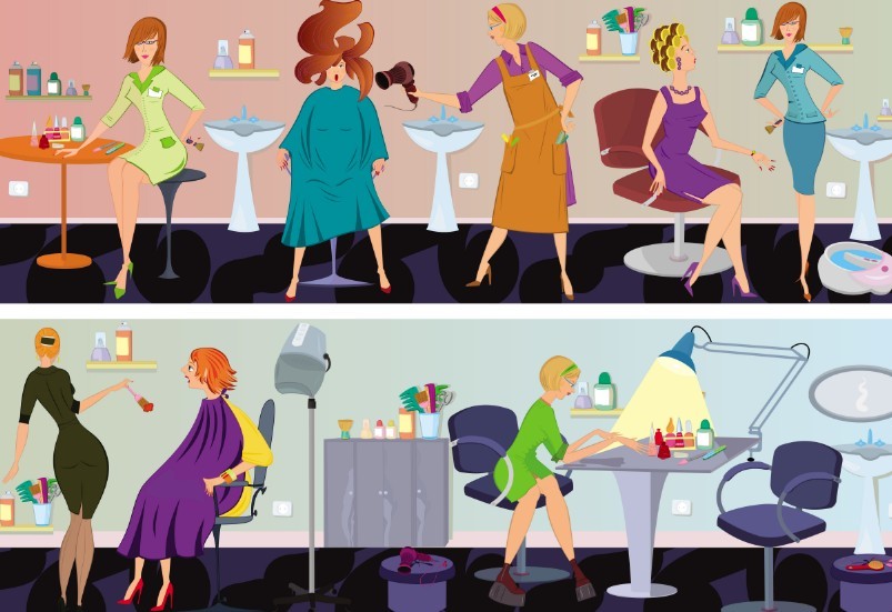 Vector Beauty Salon Workers Illustration 02