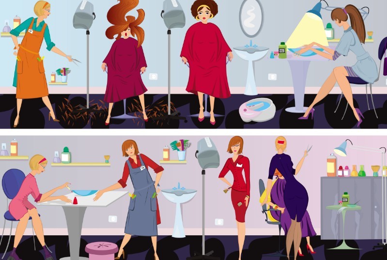 Vector Beauty Salon Workers Illustration 03