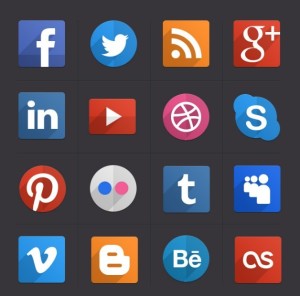 16 Social Flat Icons PSD