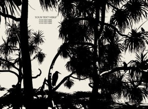 Vector Trees and Birds Silhouette 02