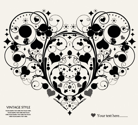 Vintage Style Floral Ornamental Love Heart Vector 01