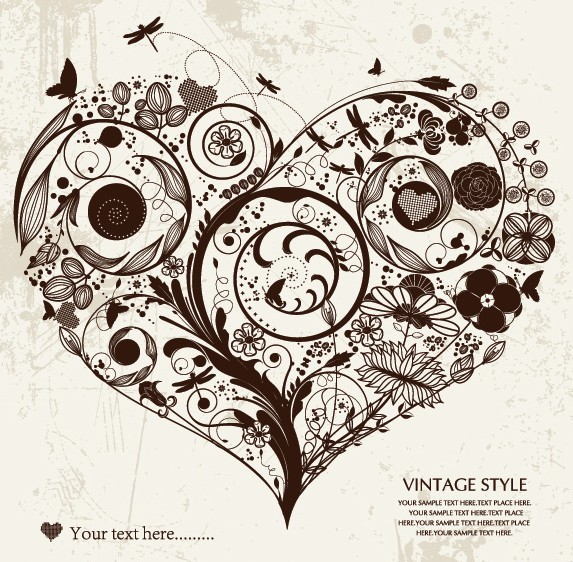 Download Free Vintage Style Floral Ornamental Love Heart Vector 02 - TitanUI