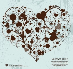 Vintage Style Floral Ornamental Love Heart Vector 03