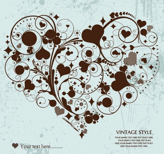 Vintage Style Floral Ornamental Love Heart Vector 03