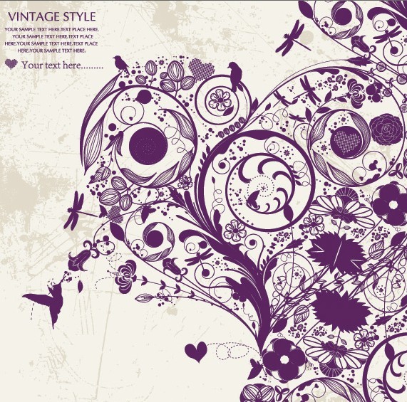 Vintage Style Floral Ornamental Love Heart Vector 04