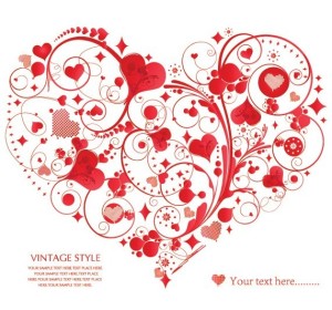 Vintage Style Floral Ornamental Love Heart Vector 05