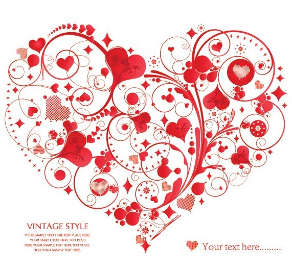 Vintage Style Floral Ornamental Love Heart Vector 05