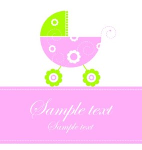 Cute Pink Baby Card Template Vector