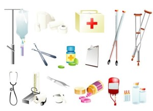 Set Of Vector Clean Medical Supplies Icon Set