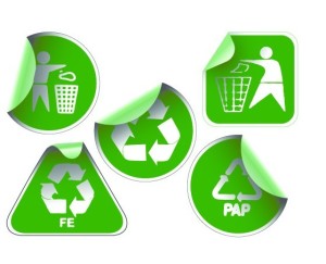 Set of Green Recycling Concept Stickers Vector 01
