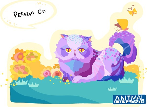 Cute Cartoon Persian Cat Illustration Vector