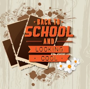 Back To School Poster With Photo Frame and Floral Background Vector