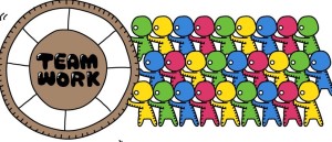 Cute Cartoon Team Work Design Vector