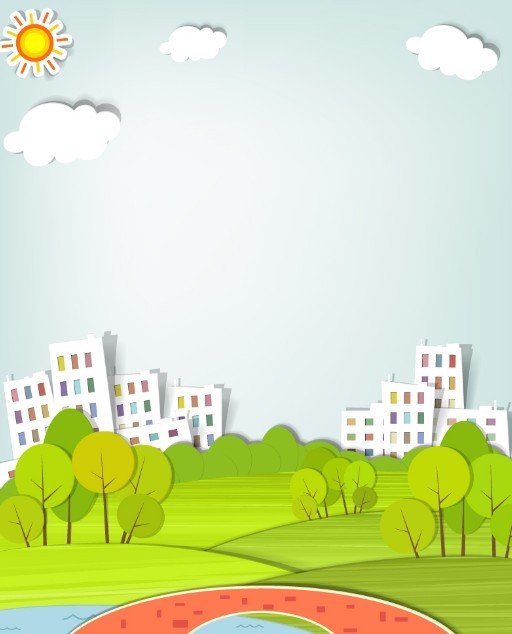 Fresh Cartoon Green City Vector Clip Art