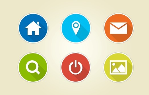 18 Circular Flat Web Icons With White Border