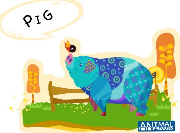 Cute Cartoon Pig Illustration Vector