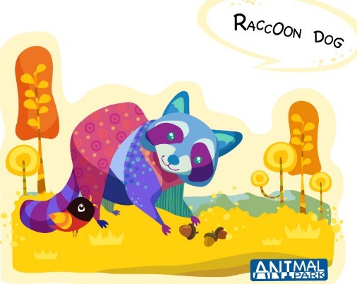 Cute Cartoon Raccoon Dog Illustration Vector
