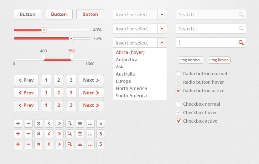 Minimal Grey and Orange Web UI Kit PSD