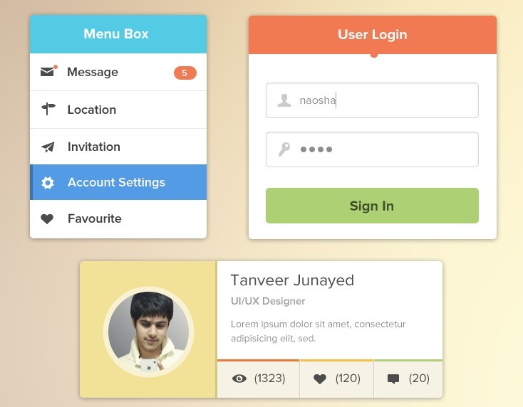 Tiny Clean UI Kit For Web & Mobile PSD