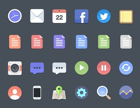 24+ Flat Web Icons PSD