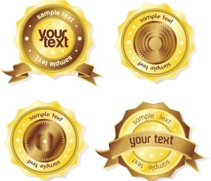 High Quality Golden Badges with Labels Vector