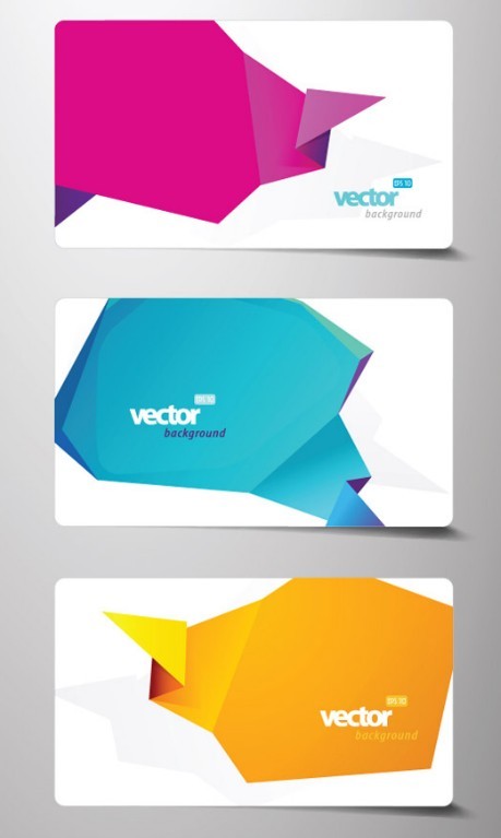 Set Of Fashion Business Cards with Abstract Origami Backgrounds