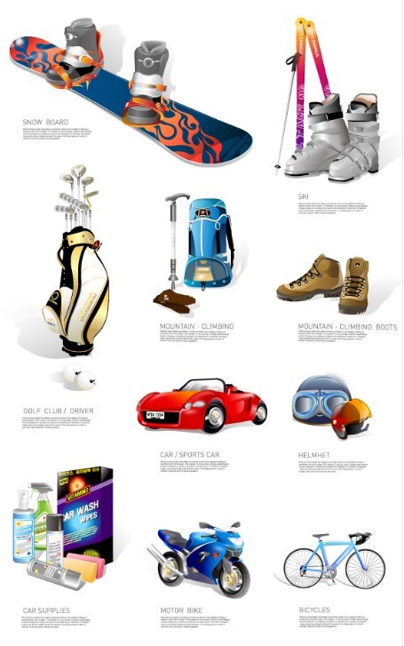 Set Of Vector Outdoor Sports Equipment Icons