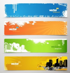 Set Of Vector Retro Banners with Bright Color Backgrounds