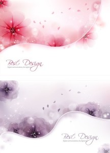 Fresh and Clean Flower & Abstract Curves Card Background Vector